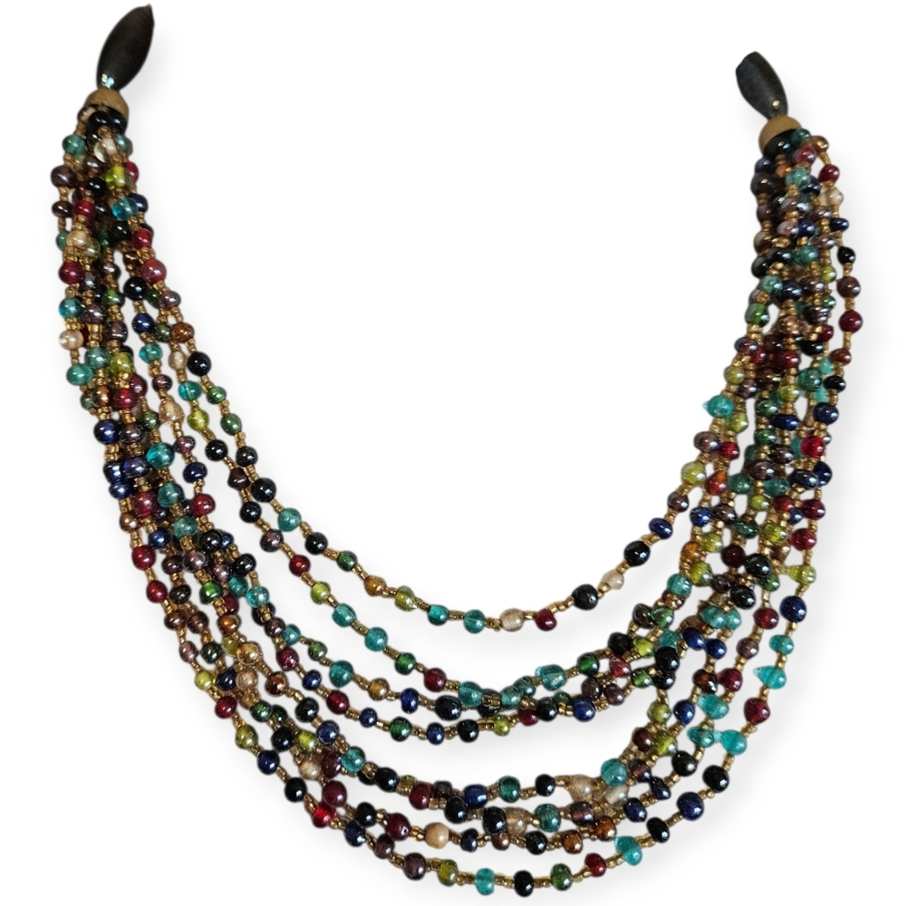 Multicolor Beaded Necklace Multi Layered Necklace.